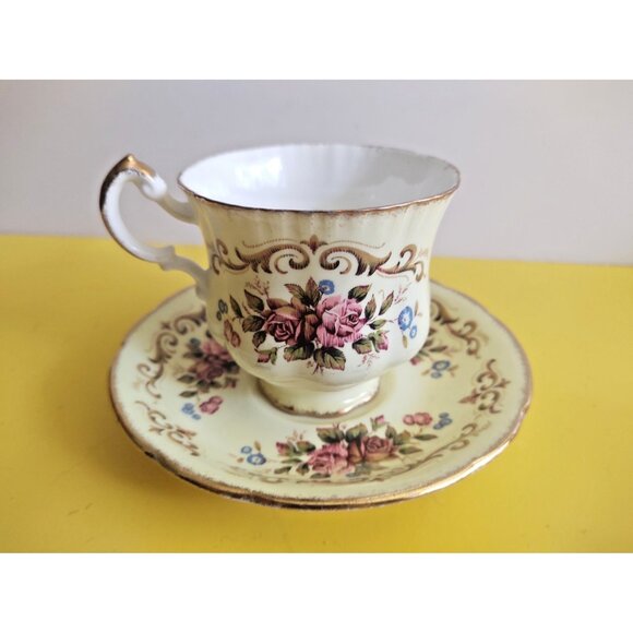 VINTAGE Paragon Bone China Cup & Saucer Set Antique Series Tapestry Rose 1950's - Picture 6 of 12